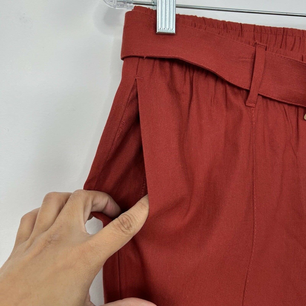 J. Jill Pants Small Pottery Orange Jenna Wide Leg Crop Belted Pockets - Picture 6 of 12
